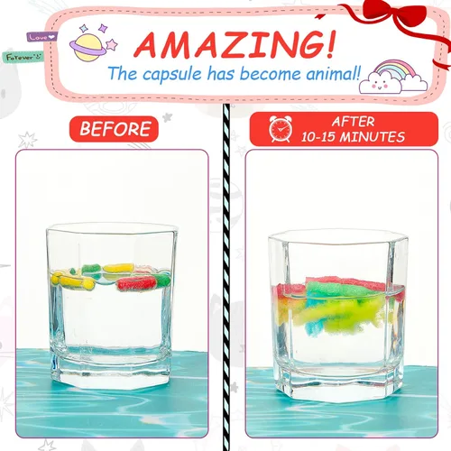 Vista 4 de Gejoy Paquete de 8 cápsulas de cultivo de agua para niños, cápsulas de animales acuáticos, dinosaurio, unicornio, criatura marina, juguetes de baño