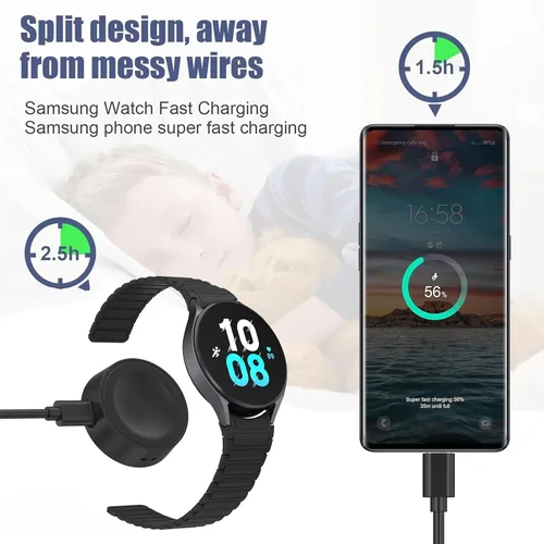 Vista 5 de AK Cable de carga compatible con cargador de reloj Samsung Galaxy, cable de carga USB de repuesto para Samsung Galaxy Watch 7/6/5/5 Pro/Watch 4/4