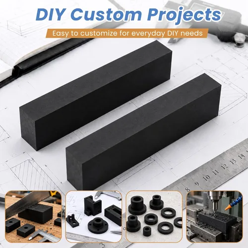 Vista 6 de 2 Pcs HDPE Plastic Blocks, 1 x 4 x 12 Inch, Black Negro2Pack