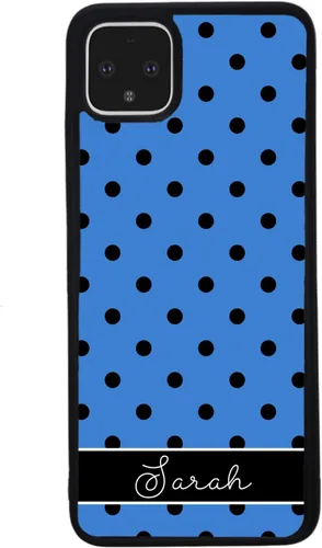 Vista 3 de Blue Black White Polka Dot Personalized Black Rubber Phone Case Compatible With Google Pixel 10, 10 Pro, 10 Pro XL, 9a, 9 Pro, Pixel 9, Pixel 9 Pro