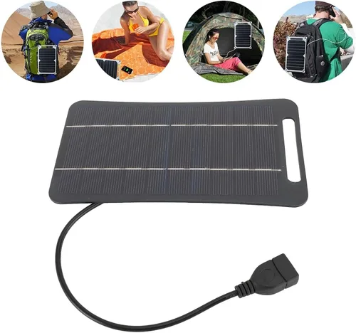 Vista 3 de Cargador de panel solar, 5W 5V Panel solar portátil Cargador de energía solar USB monocristalino módulo de panel solar portátil para camping, viajes