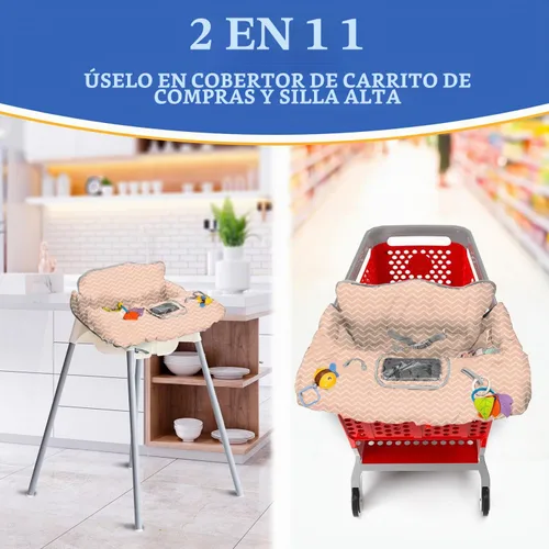 Vista 4 de PILLANI Asiento de carrito de compras para bebé, funda de silla alta para asiento de restaurante - Funda de carrito de comestibles para bebé niña