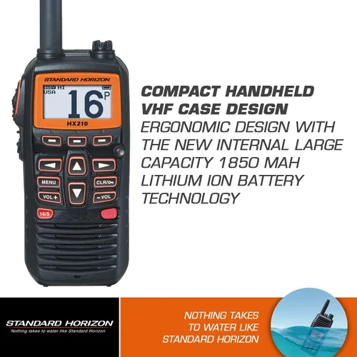 Vista 2 de Standard Horizon HX210 6W flotante portátil transceptor VHF marino