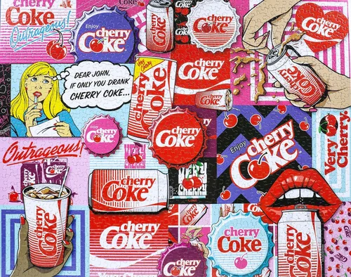 Vista 7 de Springbok Coca-Cola Cherry Coke - Rompecabezas de 1000 piezas para adultos, piezas de corte único, fabricado en Estados Unidos Coca-Cola Cereza
