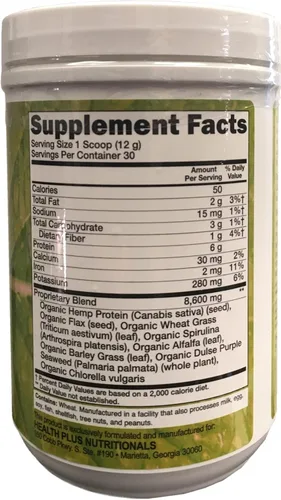 Vista 3 de Dr. Joe's Super Greens - Vegano, Verde, Superalimento en polvo con proteína de cáñamo