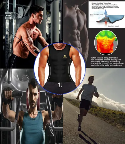 Vista 6 de NINGMI Chaleco de neopreno para hombre, chaleco de neopreno para entrenamiento de cintura, chaleco con peso, recortador de cintura, sauna para correr