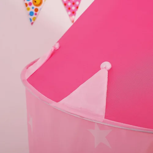 Vista 4 de Tienda de campaña para niños, túnel de gateo, pozo de pelotas y luces, casa de juegos para niños, rosa