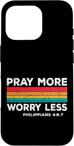 Vista 20 de iPhone 16 Faith Christians God Jesus Pray more worry less Case