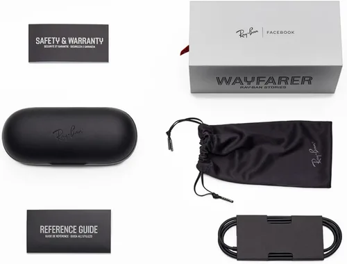 Vista 3 de Ray-Ban Stories - Lentes de sol inteligentes con foto, video y audio, Wayfarer - Negro Mate/Gris Oscuro, 53 mm