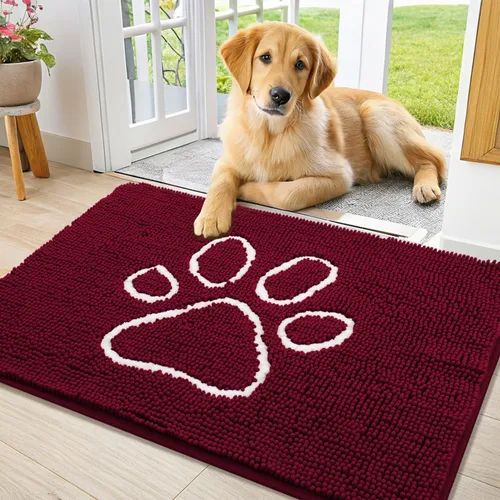 Vista 24 de Smiry Tapete para puerta de perro para patas fangosas, absorbente y Gris y negro