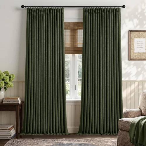 Vista 10 de Cortinas opacas de lino plisado natural de 96 pulgadas de largo