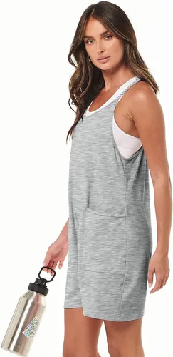 Vista 3 de Caracilia Mameluco para mujer, de verano, casual, sin mangas, suelto, con tirantes delgados, pantalones cortos, overol 2025 para vacaciones