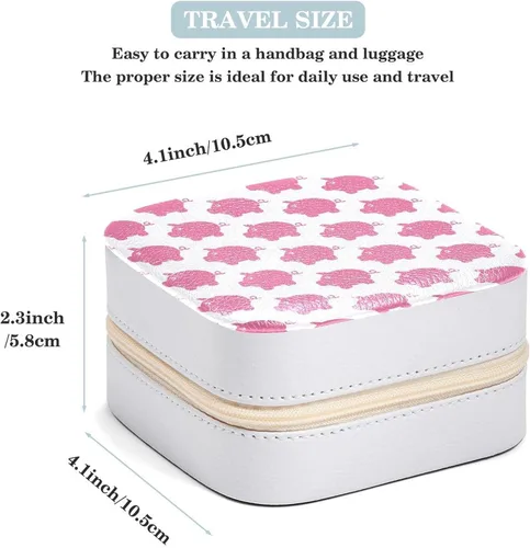 Vista 3 de JAVENPROEQT Joyero pequeño de viaje para mujeres y niñas, bonito diseño de cerdo rosa mini organizador de joyas para collares, aretes de tuerca