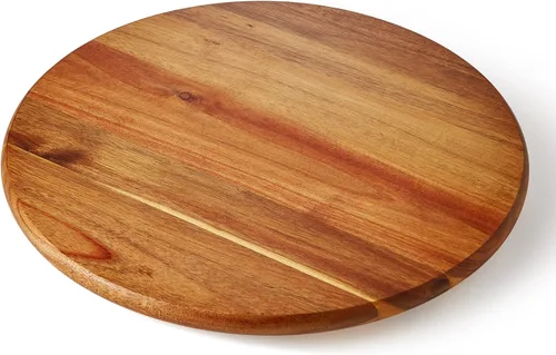 Vista 10 de Bandeja giratoria de madera de acacia Lazy Susan, organizador de gabinete, 12 pulgadas