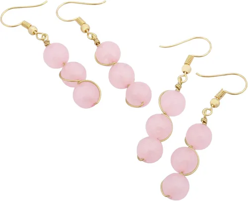 Vista 4 de TUMBEELLUWA Aretes colgantes de cuentas de cristal para mujer, aretes de gota de piedra curativa, hechos a mano, alambre de cobre, joyería de cuarzo