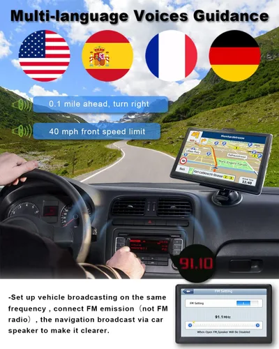 Vista 3 de Navegación GPS para coche y autocaravana, GPS de 7 pulgadas de pantalla táctil del vehículo, mapas gratuitos de por vida de América del Norte USA