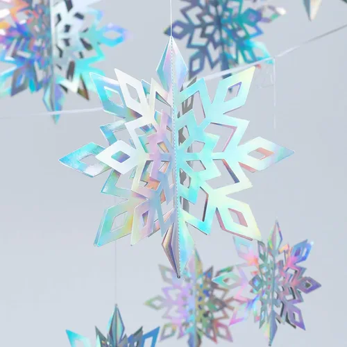 Vista 4 de Decoración colgante de copo de nieve de Navidad de papel para interiores Láser