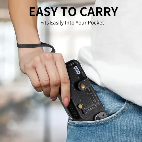 Vista 6 de Asuwish Funda de teléfono para iPhone 15 de 6.1 pulgadas con protector de pantalla de vidrio templado y correa de muñeca, soporte delgado