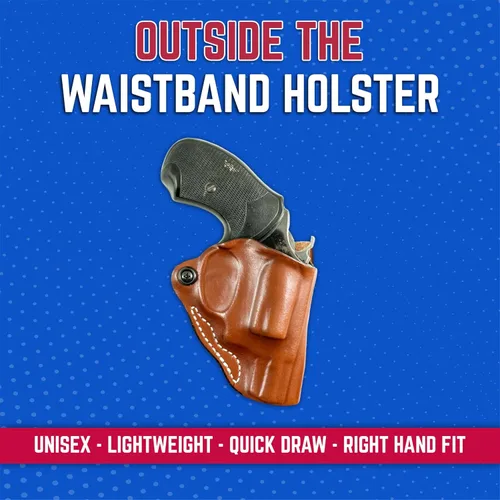 Vista 2 de DeSantis Funda de cuero OWB Mini Scabbard para pistolas y revólveres, funda de transporte abierta para hombres y mujeres, de extracción rápida