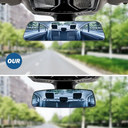 Vista 2 de JOYTUTUS Espejo retrovisor, espejo retrovisor convexo panorámico de 12 pulgadas con clip antirreflejos de gran angular, eficaz para reducir el punto