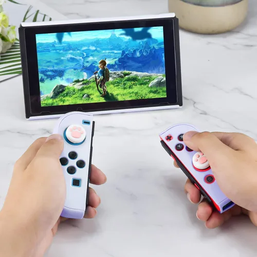 Vista 6 de DLseego Switch Full Protective Case Cover Design for Nintendo Switch Joy-Con Controllers with Glass Screen Protector, Anti-Scratch Baby Skin Touch
