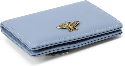 Vista 4 de Altally Cartera pequeña para mujer, con bloqueo RFID, billetera de bolsillo plegable, delgada, compacta, minicarteras para mujer, Azul, Cartera Rfid
