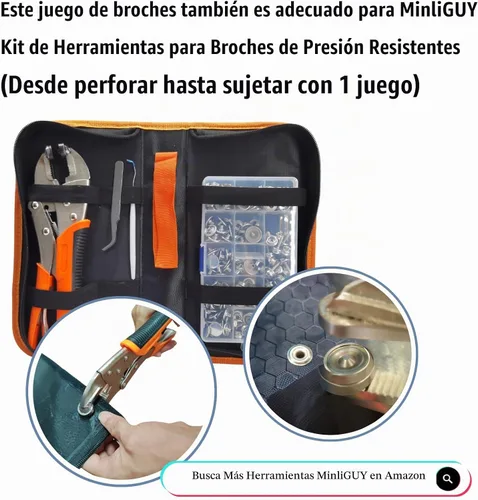 Vista 6 de MinliGUY Broches de acero inoxidable, 210 piezas de repuesto de botón a
