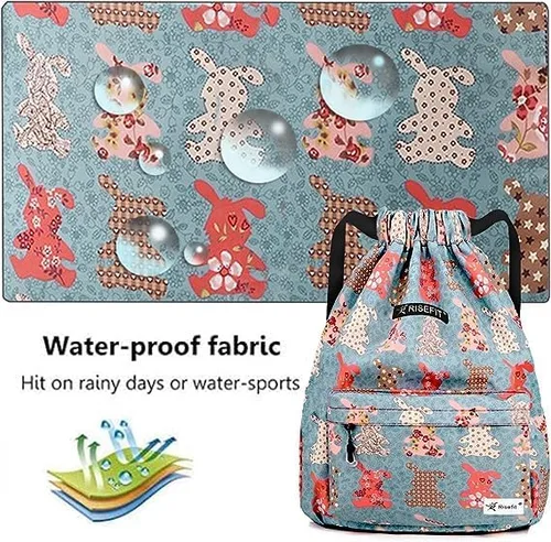 Vista 2 de Bolsa impermeable con cordón, bolsa de gimnasio, mochila deportiva de playa para hombres y mujeres