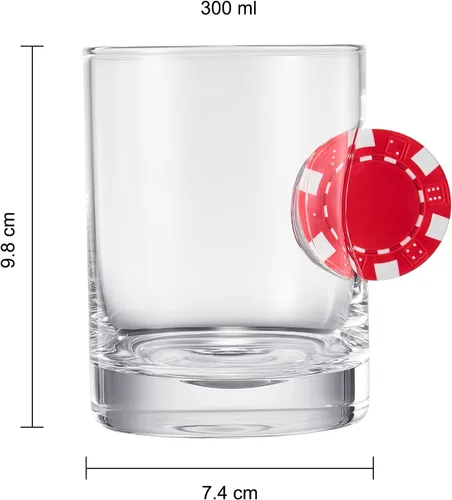 Vista 2 de Poker Chip - Vasos de whisky y vino Juego de 2 Up The Ante Stuck In The Glass Poker Chip - Cristalería de cóctel, regalo para jugador