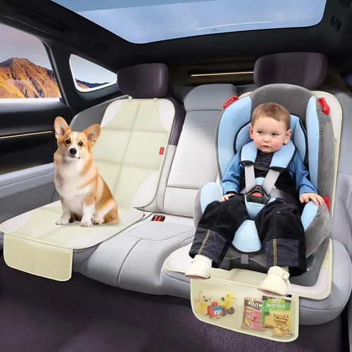 Vista 7 de Protector de asiento de coche, protectores de asiento de coche con acolchado grueso sin huellas Beige