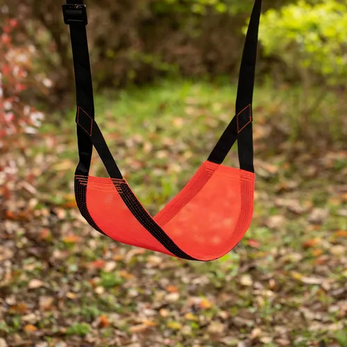 Vista 4 de Patio interior y al aire libre Patio Patio Kids Fun Hanging Mesh Fabric Tree Swing con correa ajustable (rojo)