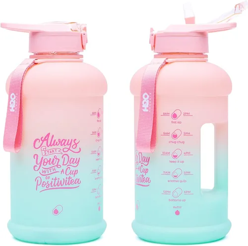 Vista 8 de H2O Capsule INSPO Botella de agua de medio galón con marcador de tiempo y popote. Motivacional seguidor de hidratación. Jarra grande sin BPA, segura