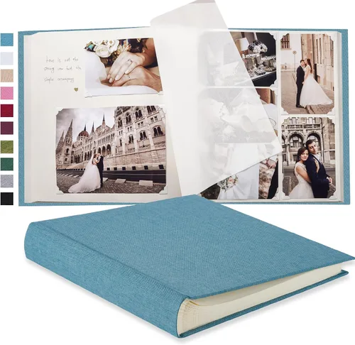 Vista 8 de Pssoss Álbum de fotos grande para manualidades autoadhesivo de 100 páginas con espacio para escribir para fotos de 3 x 5, 4 x 6, 5 x 7, 6 x 8 y 8 x
