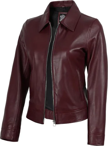 Vista 9 de Decrum Leather Jacket for Women - Real Lambskin Casual Leather Jackets Womens Cera bronceada