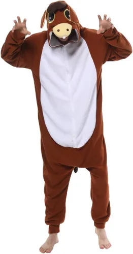 Vista 3 de dressfan - Pijama para disfraz de burro, unisex, color marrón