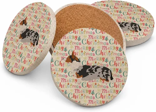 Vista 16 de AIDI Atlas Mountain Dog Merry Christmas - Posavasos grandes de piedra arenisca, paquete de 4