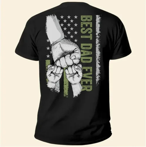 Vista 5 de LOVELYPOD Camisa personalizada con la bandera estadounidense con el nombre de los niños, camisa personalizada para papá con nombre de los niños