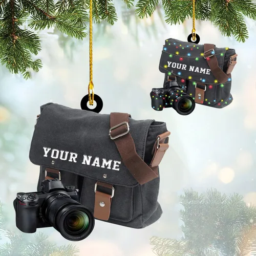 Vista 9 de Adorno personalizado para cámara, adornos de cámara personalizados para árbol de Navidad, cámara de película, adorno de Navidad, adorno