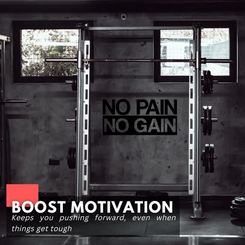 Vista 3 de My Vinyl Story No Pain No Gain Calcomanía de pared grande motivacional grande para gimnasio en casa, entrenamiento, motivacional, decoración
