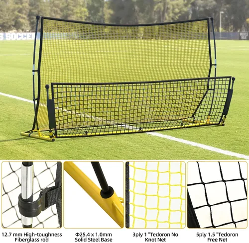 Vista 5 de Shopsource Rebote de fútbol, red de rebote de fútbol 2 en 1, práctica de red de rebote de 7 x 4 pies para entrenamiento en solitario, entrenador