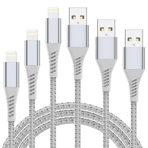 Vista 12 de Cable corto de carga para iPhone de 6 pulgadas, paquete de 3 cables USB a Lightning de 0.5 pies, cable corto trenzado para iPhone de carga rápida