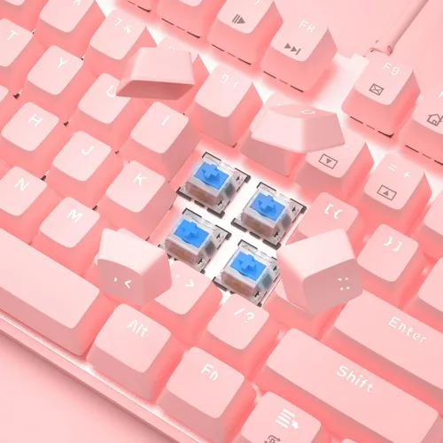 Vista 4 de MageGee Pink Gaming Keyboard USB Wired Keyboard, New Mechanical Storm Adjustable Backlight Keyboard Splash-Proof Ideal for PCLaptopMAC Game(Pink)