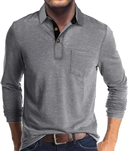 Vista 7 de Uposiut Mens Polo Shirts Long/Short Sleeve Mens Shirts Casual Stylish Cotton True Classic Basic Tee Shirts