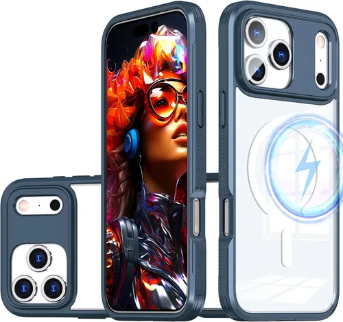 Vista 13 de Funda magnética para iPhone 17 Air, compatible con MagSafe, panel trasero transparente que nunca se pone amarilla, protector de cámara, imanes