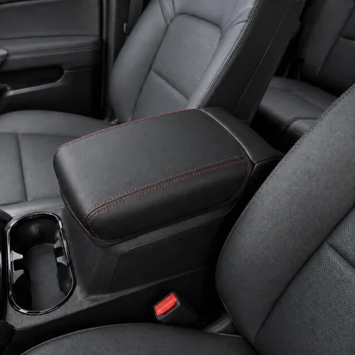 Vista 30 de Great-luck Funda de cuero para consola central, almohadilla para reposabrazos, accesorios de cubierta de caja (costuras rojas) para BMW X1 2023 2024