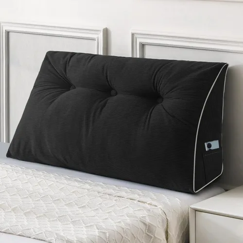 Vista 37 de Sasttie Almohada de Cabecera Queen, Almohada de Cuña de Cabecera para Sentarse en la Cama, Cojín Triangular con Soporte de Respaldo para Leer - Con