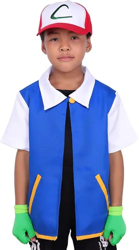 Vista 2 de KASOYA Disfraz para adultos y niños con capucha para Halloween chaqueta de cosplay camisa y guantes para entrenador