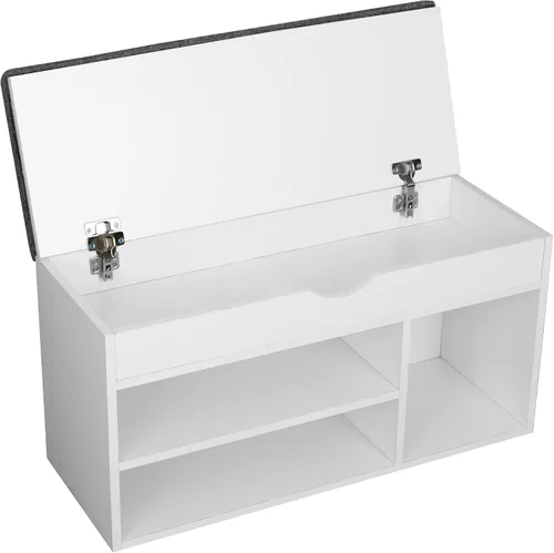 Vista 6 de WelFurGeer Banco de zapatos con almacenamiento, banco de almacenamiento de zapatos blanco, banco de entrada con almacenamiento, banco