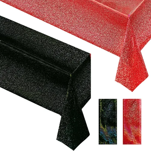 Vista 19 de Just Shimmer Mantel holográfico azul claro de 40" x 108" Decoración de fiesta rosa fuerte Día de San Valentín Fiesta de cumpleaños Decoración