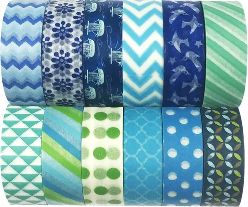 Vista 3 de Cintas adhesivas decorativas Washi, de la marca Allydrew. Juego de 12 rollos